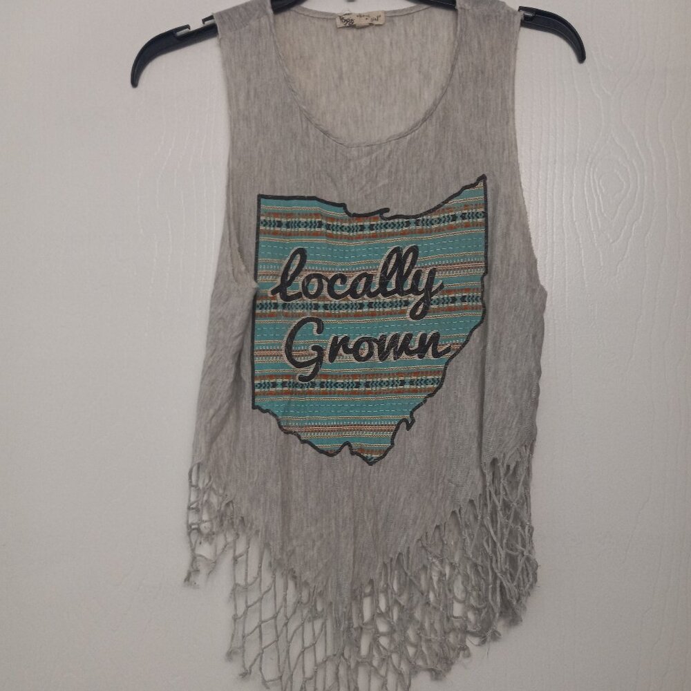 grey Ohio logo tassel tank top size medium